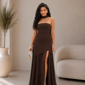 Vestido Alexa castanho